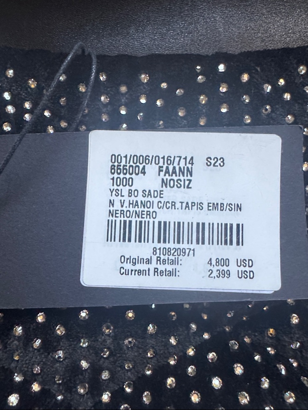 Rare Saint Laurent Black Crystal-Studded Quilted Clutch - Picture 2 of 5